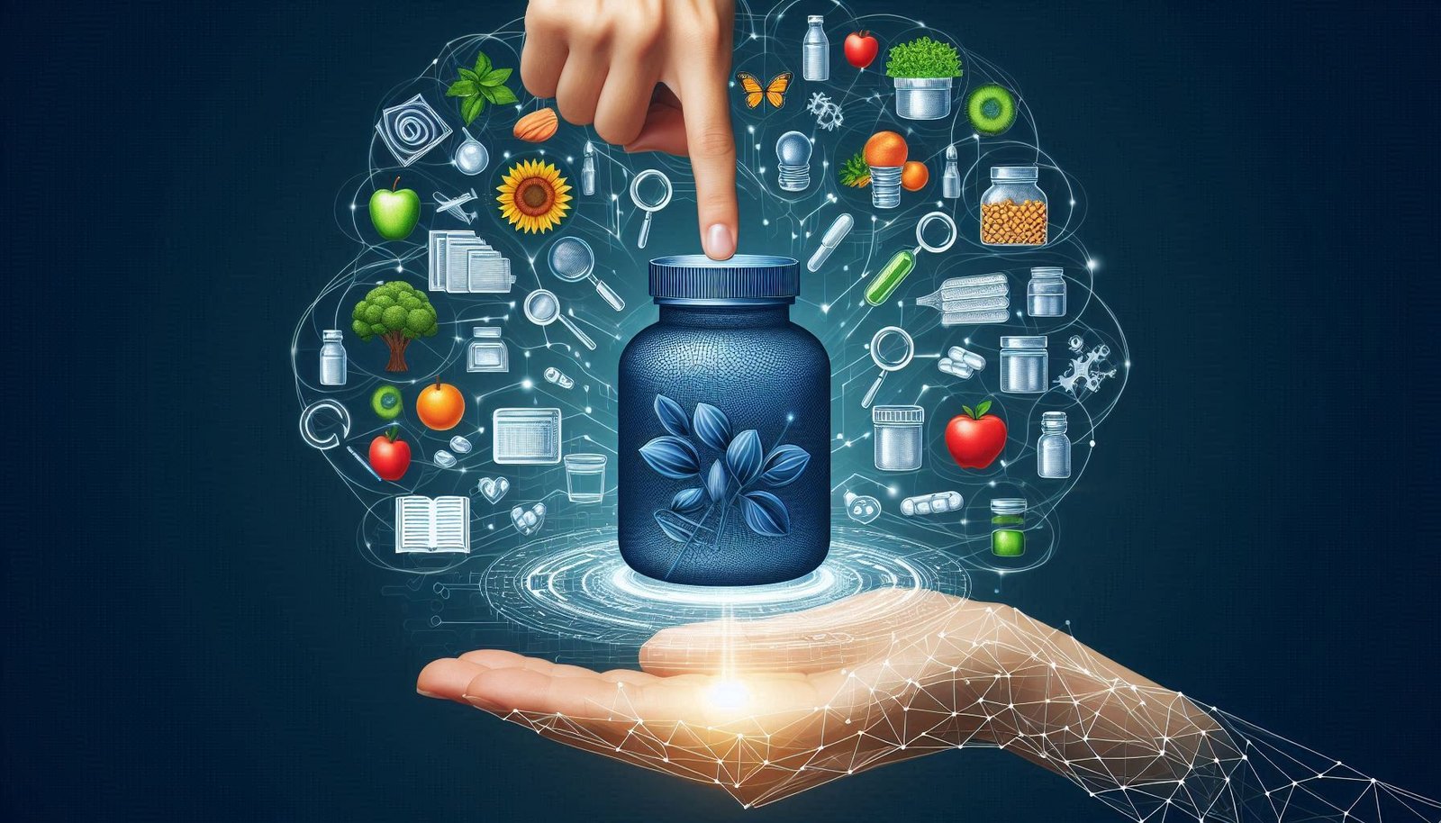 Distribuidor de suplementos alimenticios, imagen conceptual